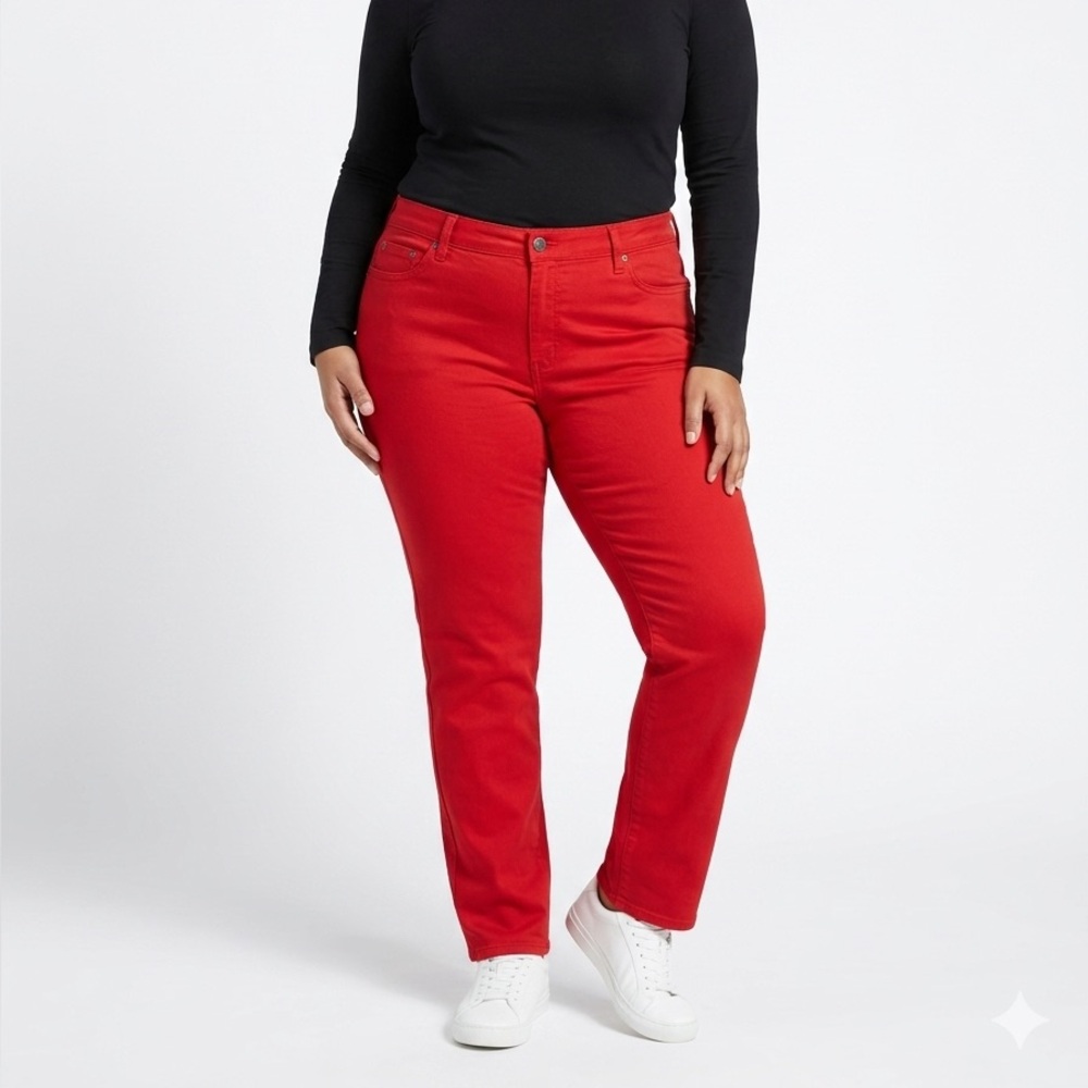 NWT Judy Blue Red Denim Pants MADE IN USA Woman’s Size 1XL Skinny Fit 5 Pocket